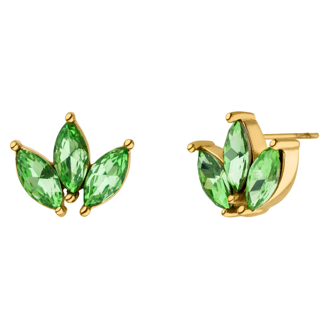 Lotus Blumen Ohrstecker grün gold 18K vergoldet