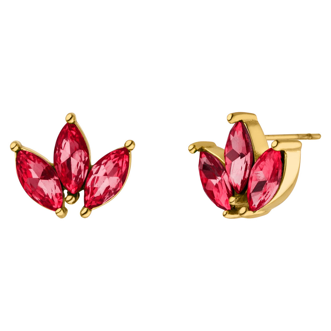 Lotus Blumen Ohrstecker rot gold 18K vergoldet
