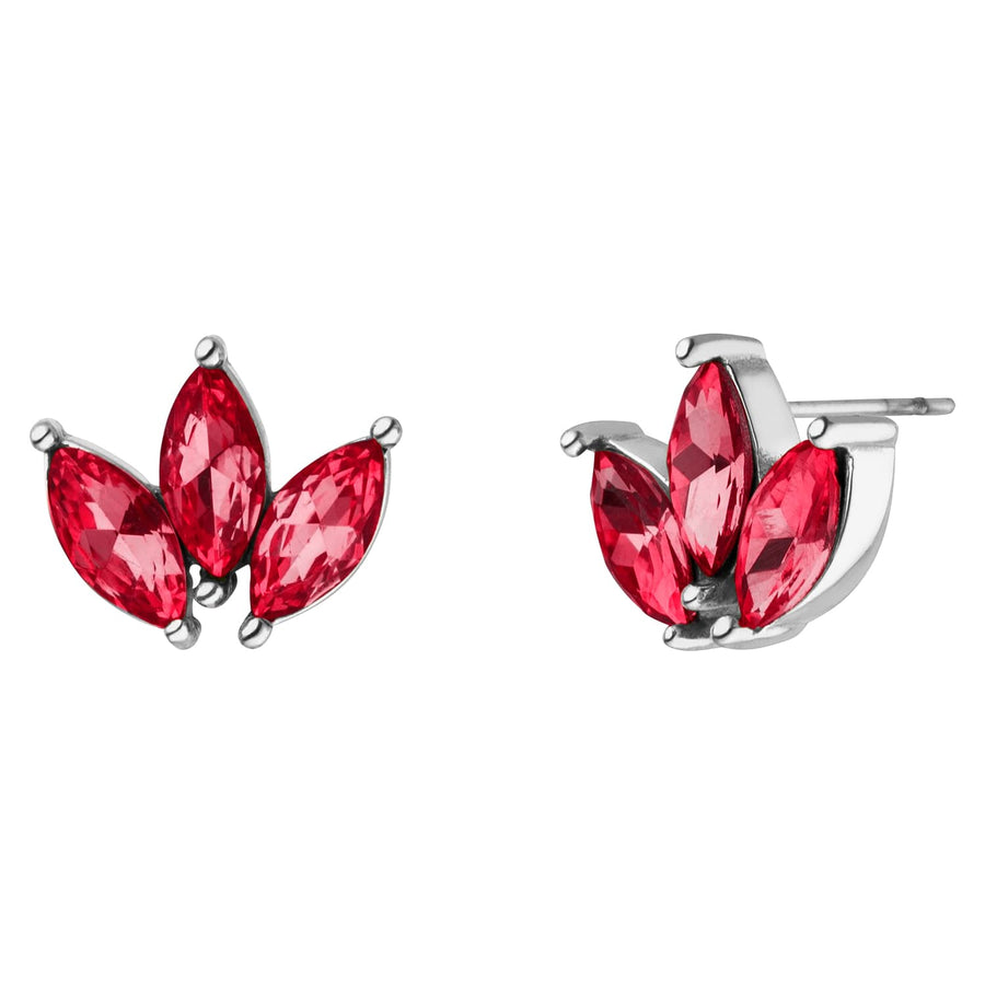 Lotus Ohrstecker Rot silber wasserfest Blumenohrringe