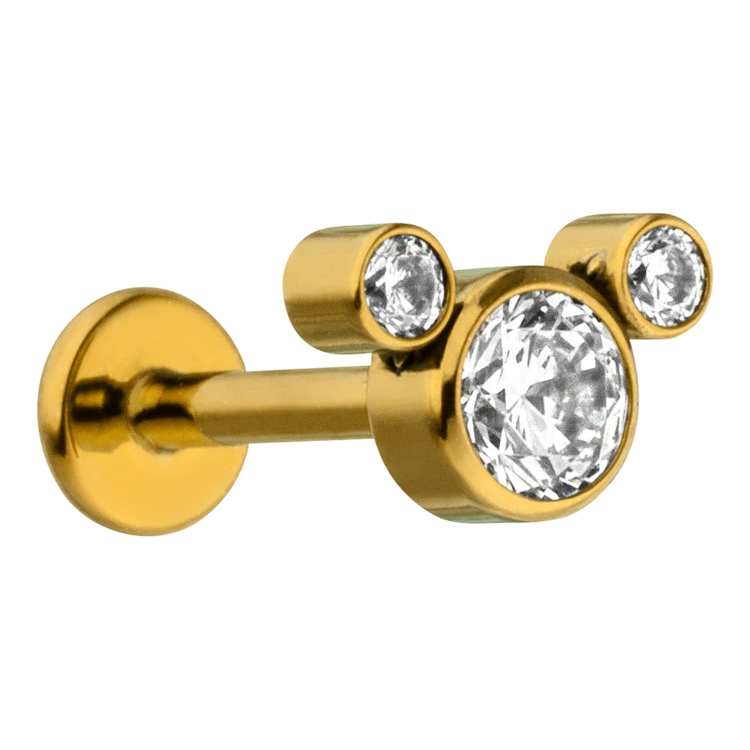 Titanpiercing Mouse gold Labret Zirkonia