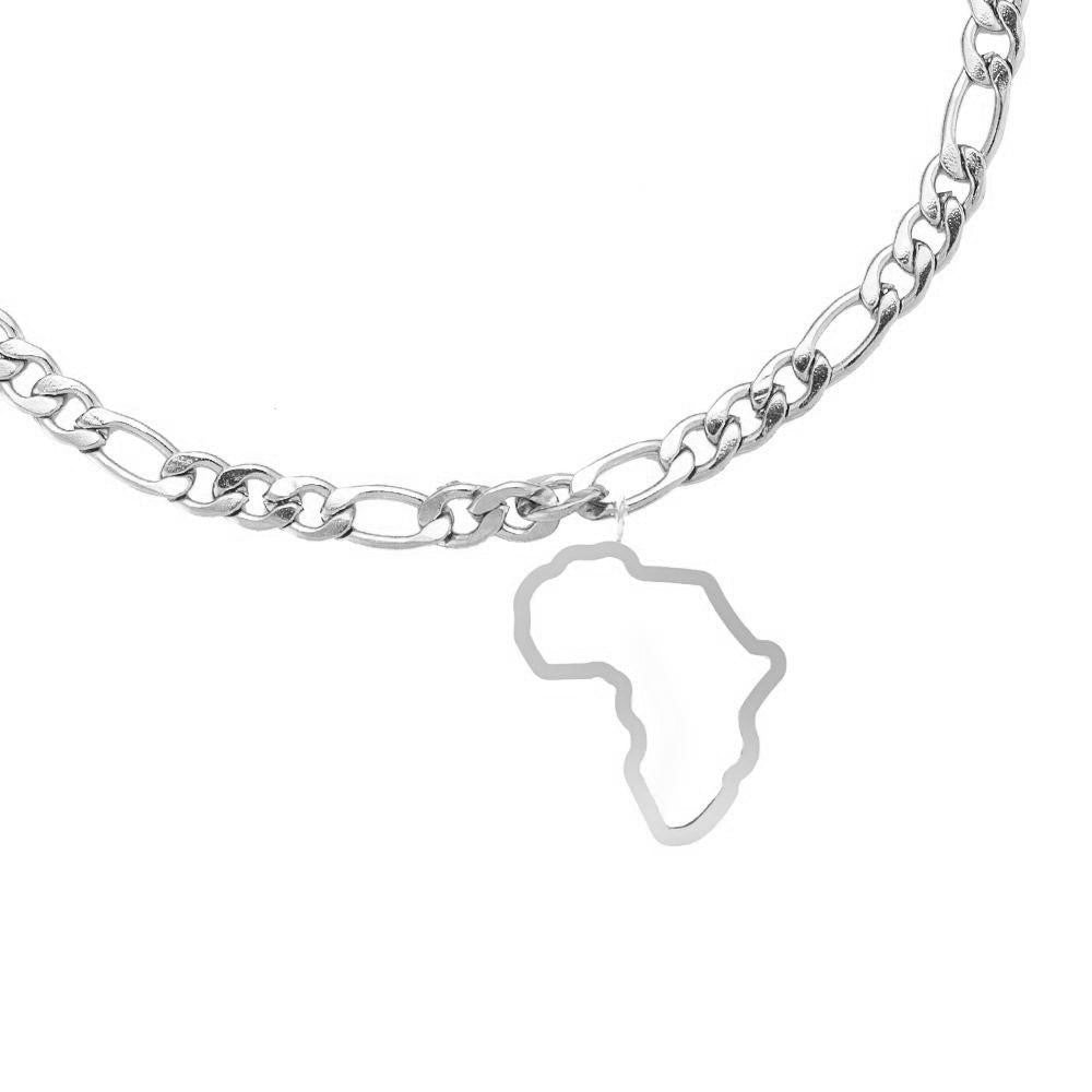 Afrika Armband in Silber Afrikanischer Landumriss wasserfest