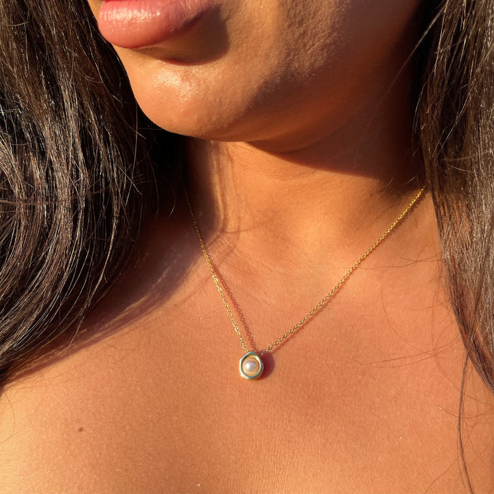 Perlen Halskette für Damen 18K vergoldet wasserfest