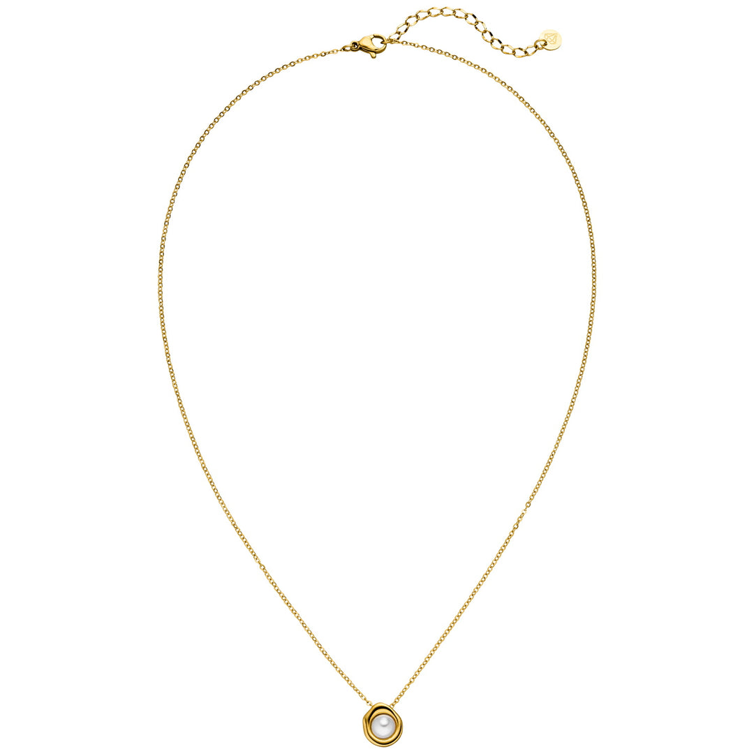 Kette mit einzelner Perle gold 18K vergoldet