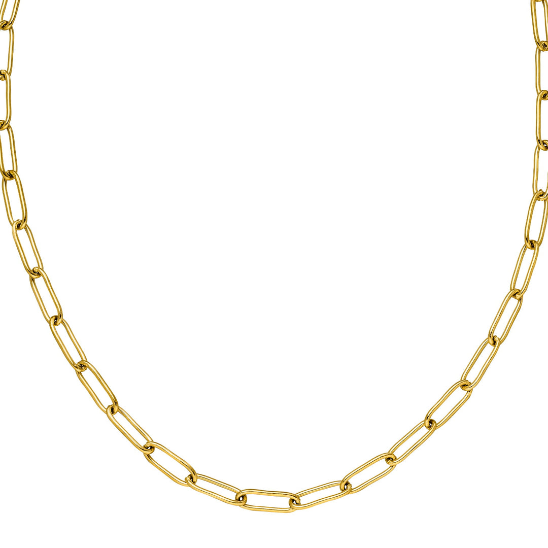 Edelstahl Kette Paperclip Gold 18K vergoldet wasserfest