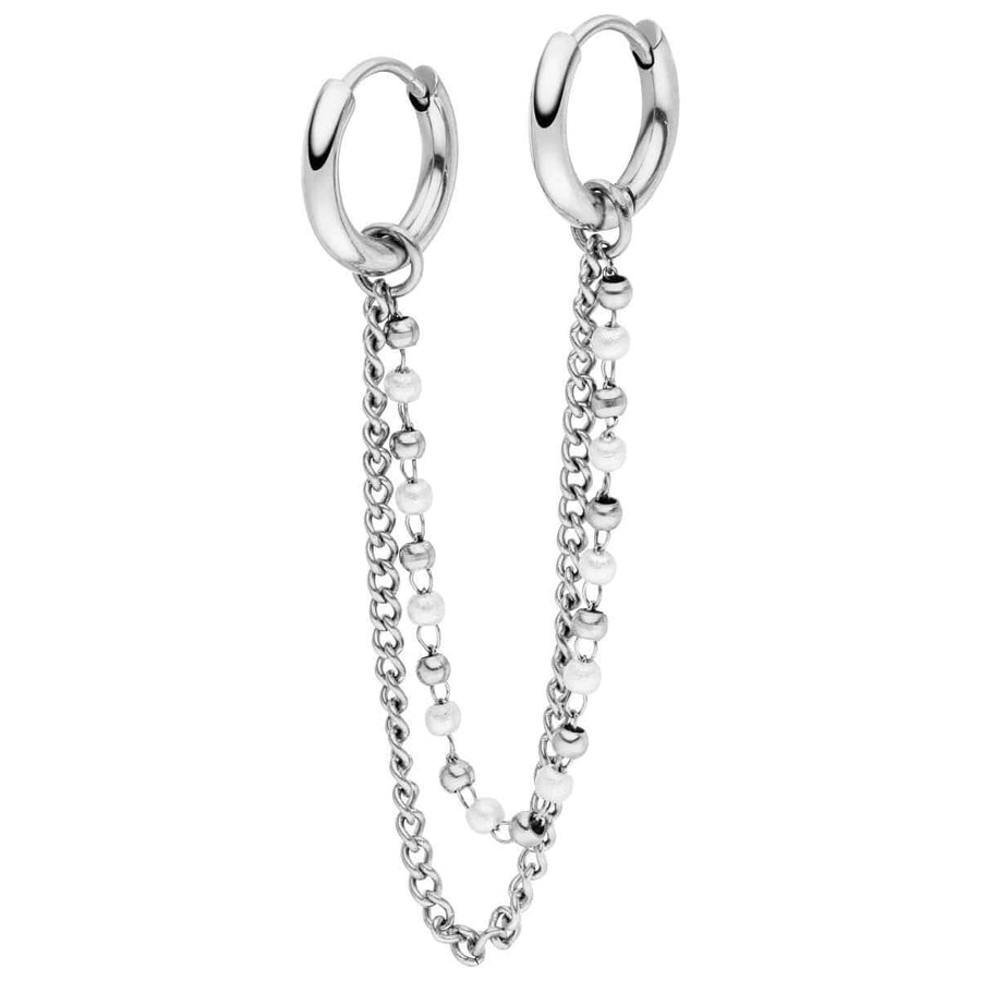 Creolen aus Edelstahl mit Kettchen Silber wasserfest