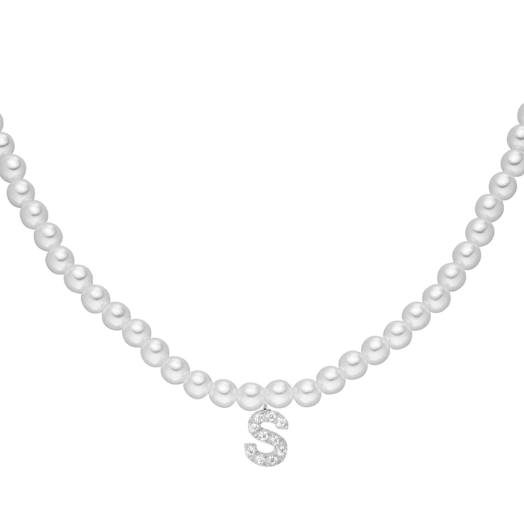 Perlenkette mit Anfangsbuchstabe silber wasserfest