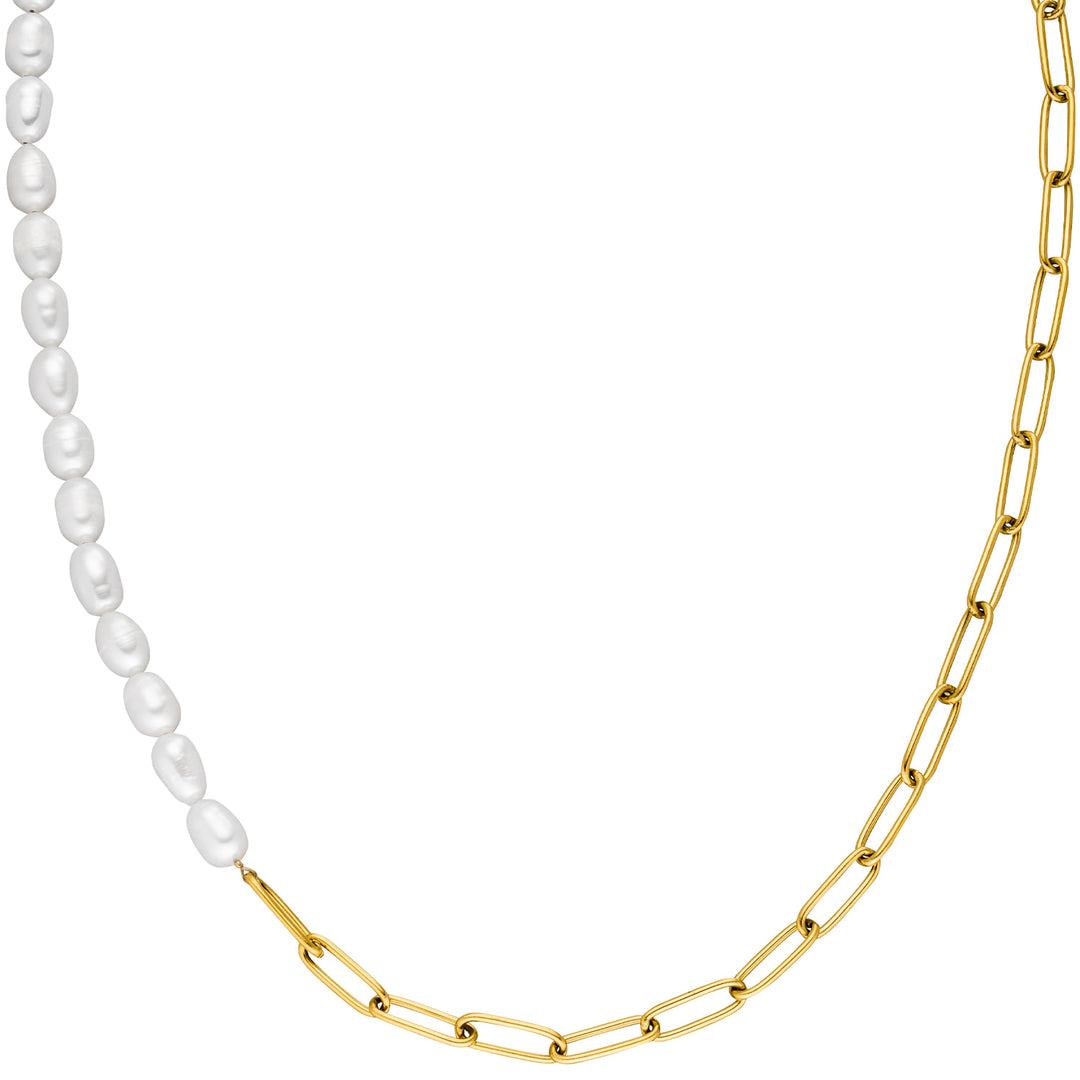 Halbseitige Perlenkette gold mit Süwasser Perlen 18K vergoldet