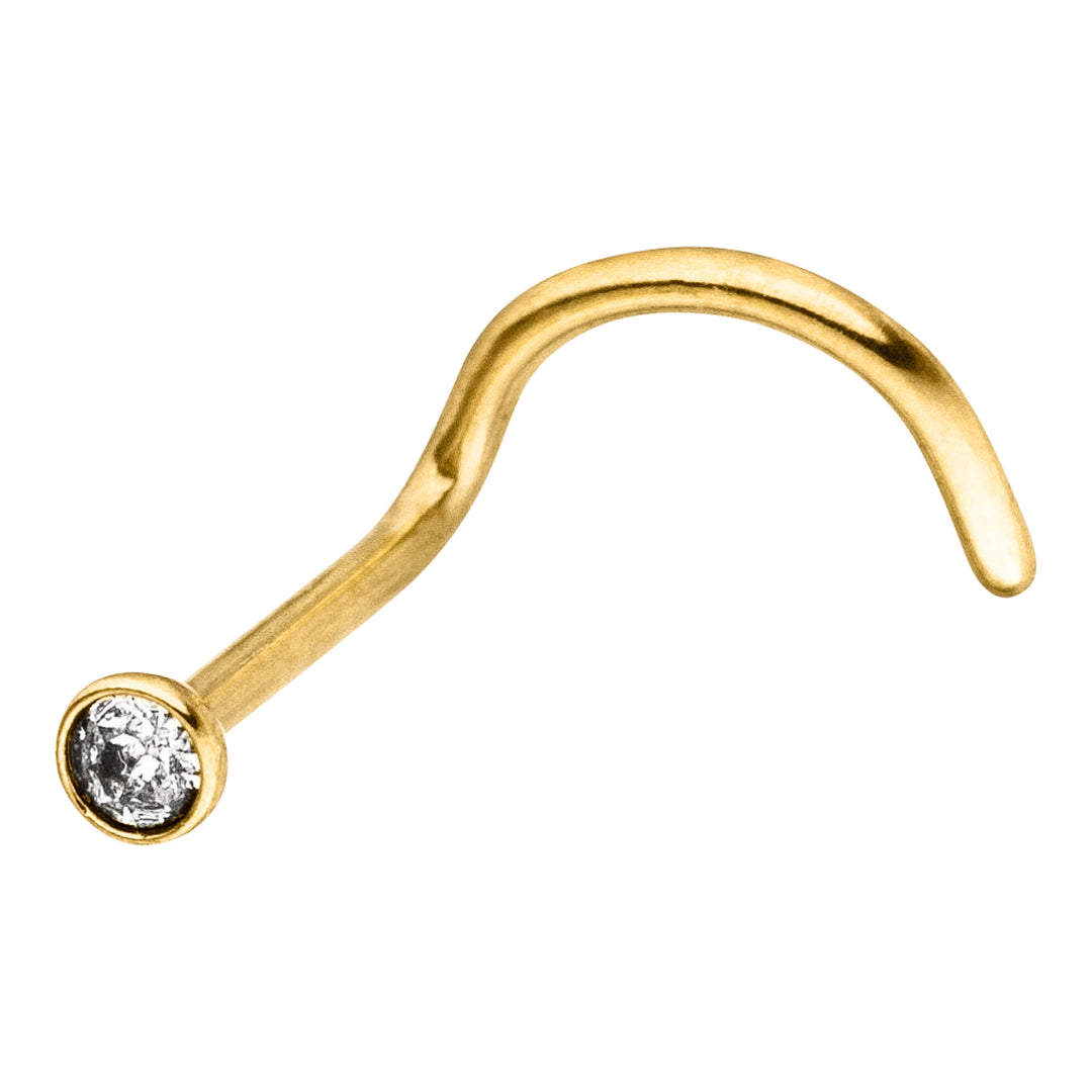 Spiral Nasenstecker Gold 316L Edelstahl 18K vergoldet Zirkonia