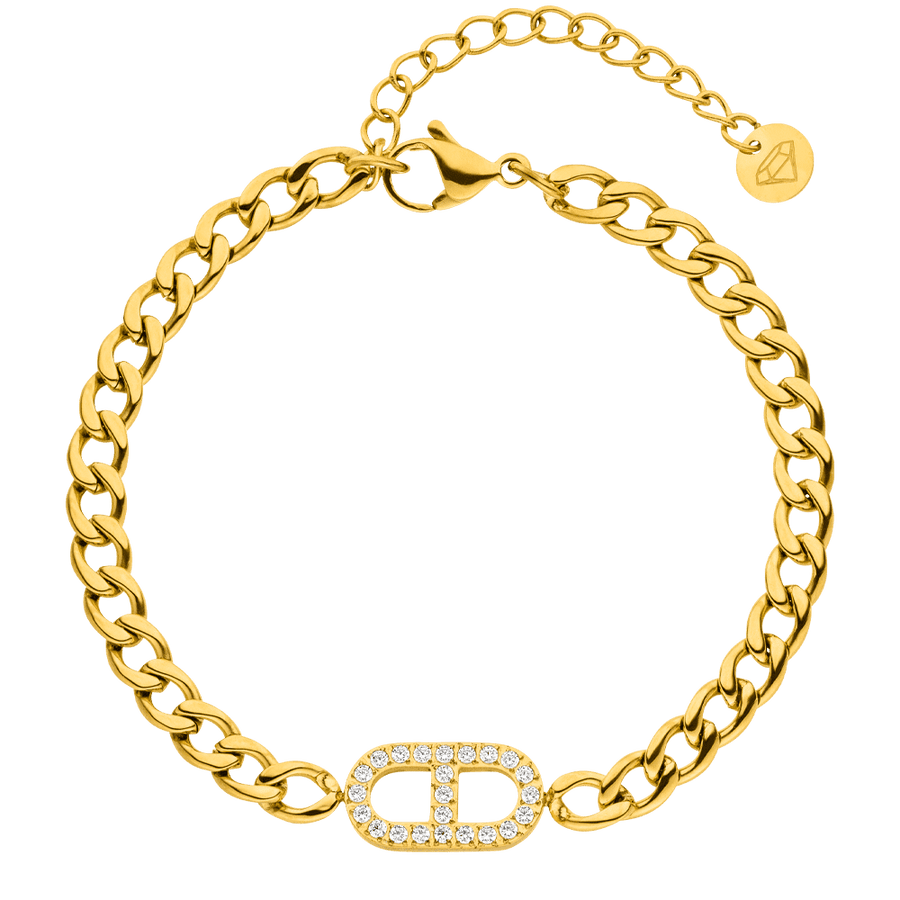18K vergoldetes Gourmet Armband mit Zirkonia Steinen