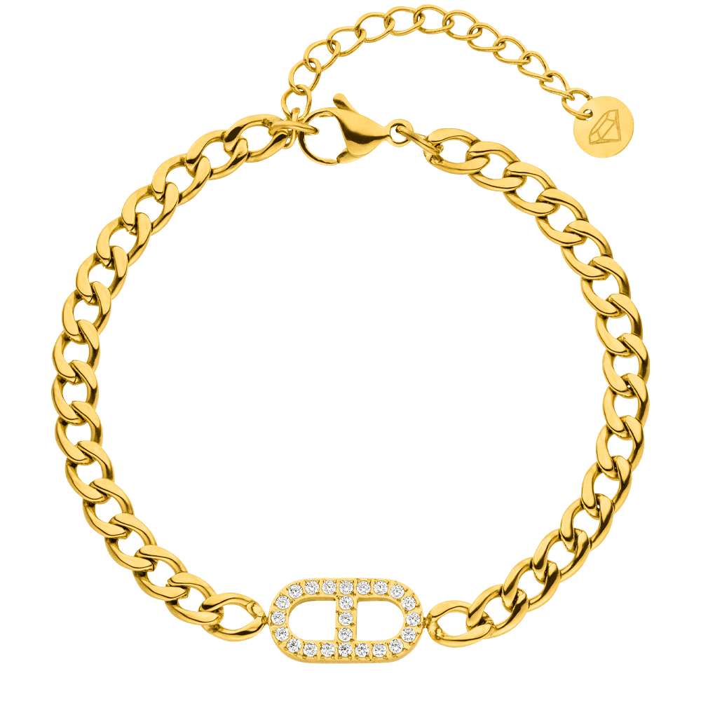 18K vergoldetes Gourmet Armband mit Zirkonia Steinen