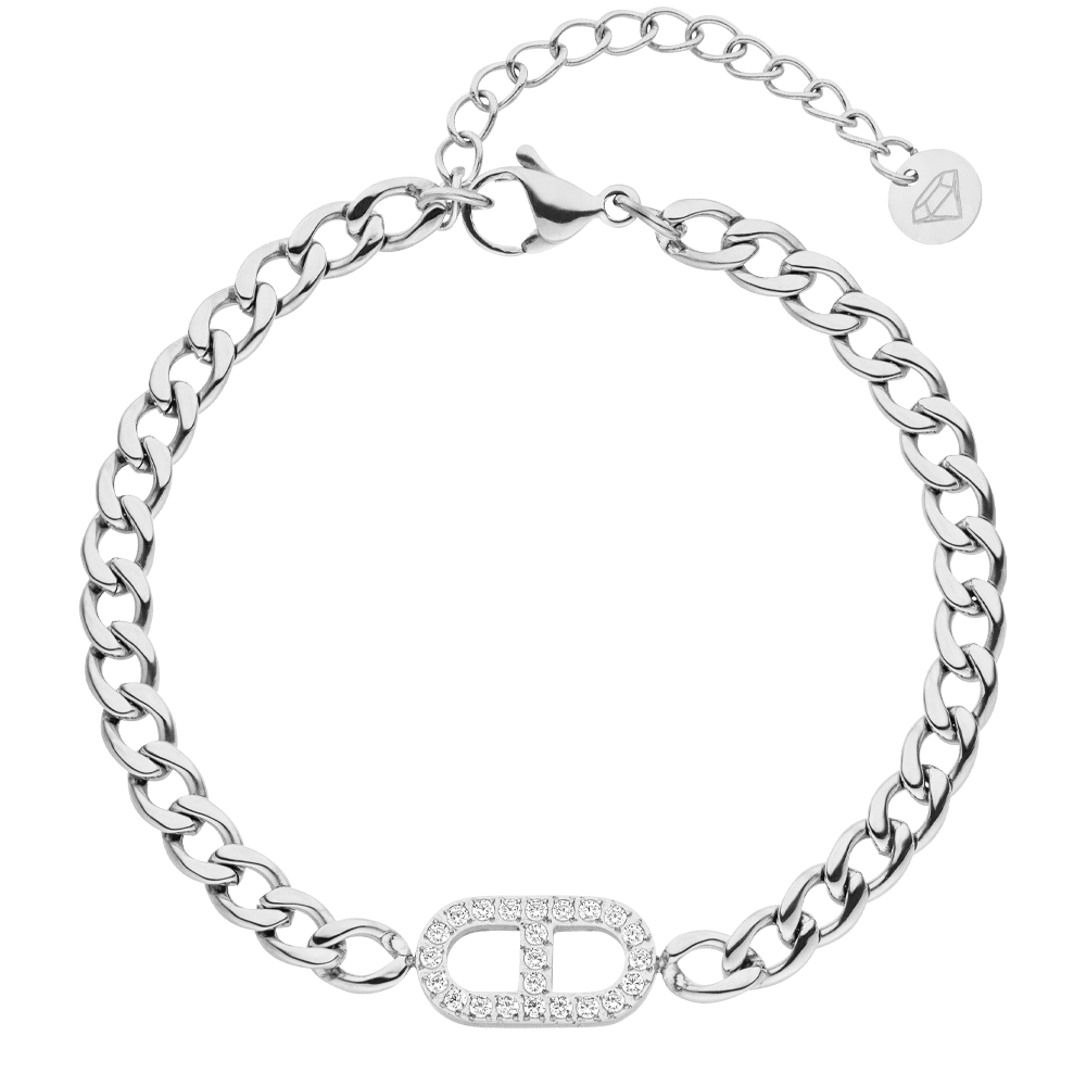 Gourmet Armband silber mit Zirkonia Edelstahl wasserfest
