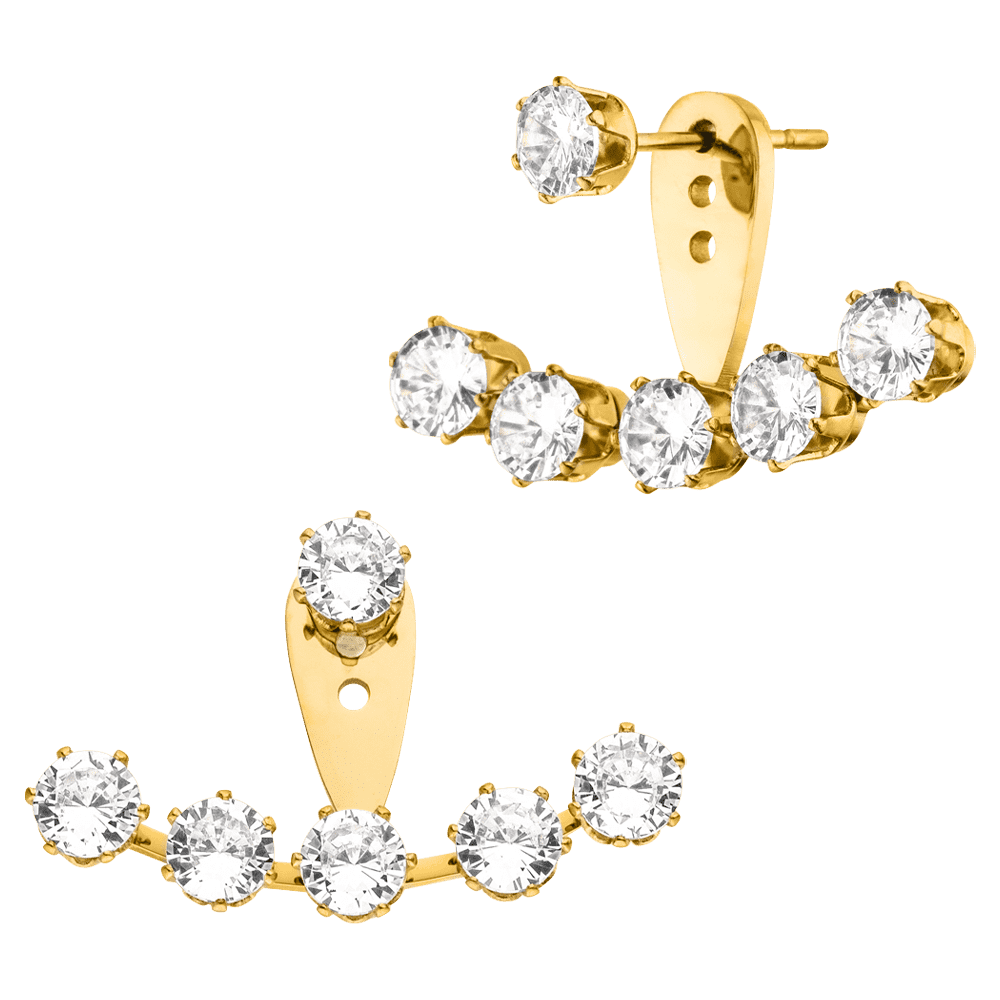 Zirkonia Ear Jacket mit Ohrstecker 18K vergoldet Frontback