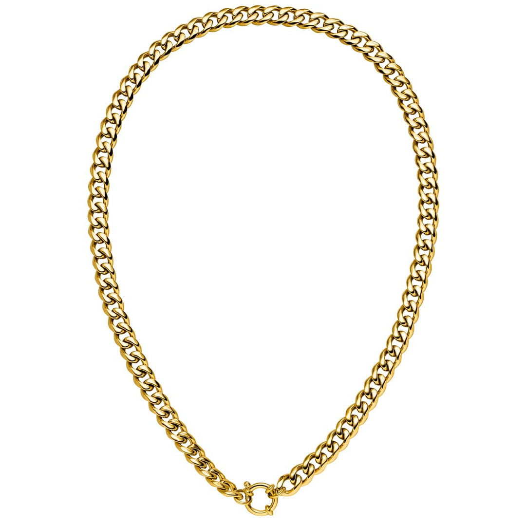 Goldene Gourmet Halskette 18K vergoldet mit Ring Panzerkette