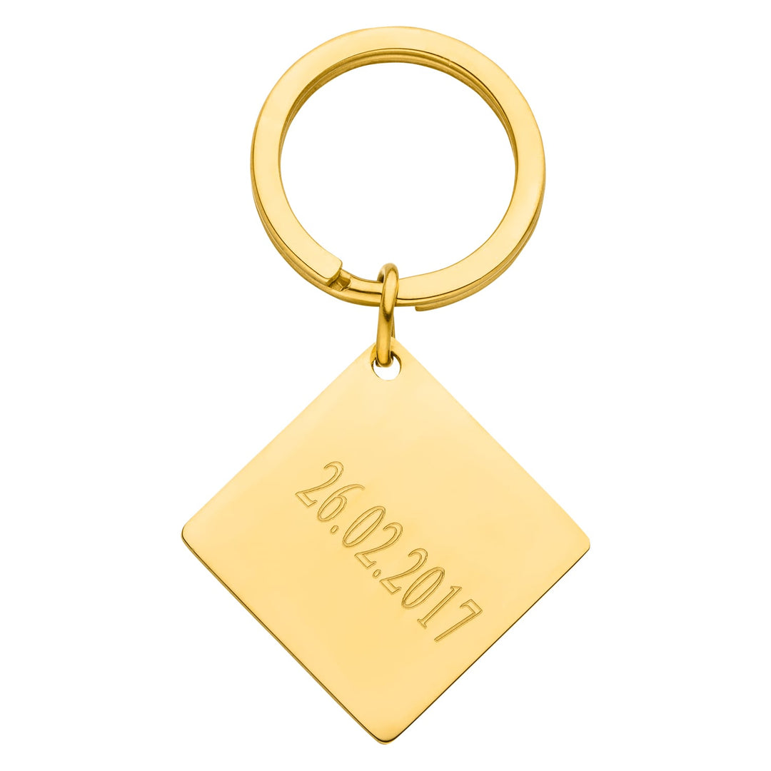 Gravur Schlüsselanhänger Datum personalisiert 18K vergoldet