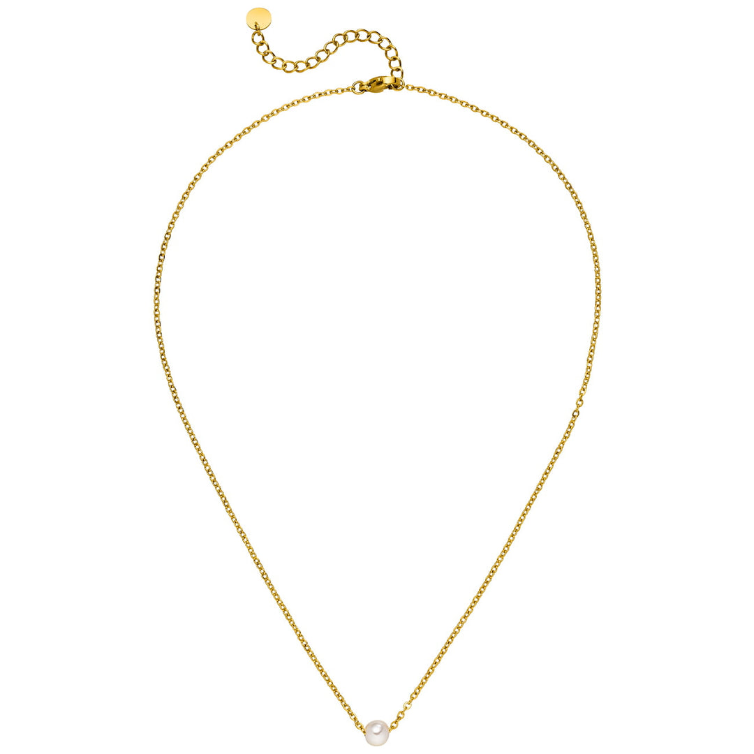 Kette mit Perle gold 18K vergoldet wasserfest Edelstahl