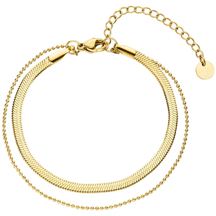 Sleek Fußkette mit Kügelchen 18K vergoldet Schlangenhaut wasserfest