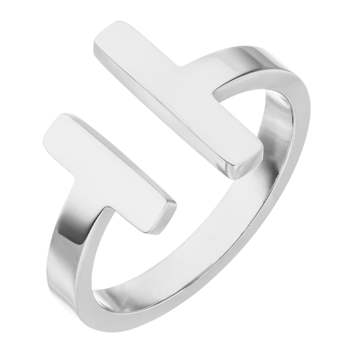 Ring in T-Form Silber wasserfest Edelstahl dezent 