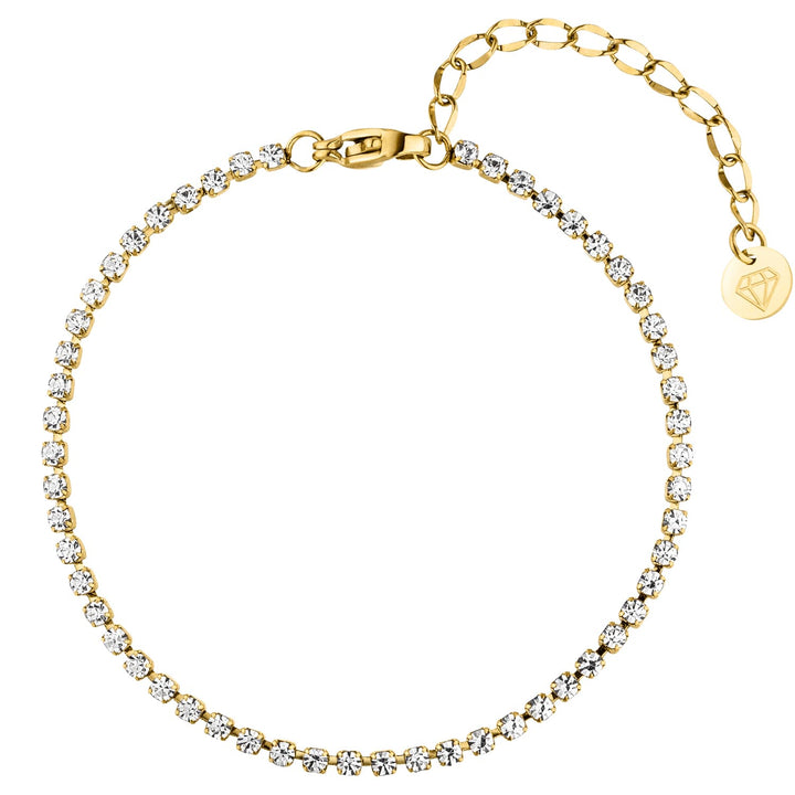 DJADEE Damen Tennisarmband – Gold Vergoldet, 24 Karat, Zirkonia, Wasserfest & Nickelfrei DJADEE Damen Tennisarmband – Gold Vergoldet, 24 Karat, Zirkonia, Wasserfest & Nickelfrei