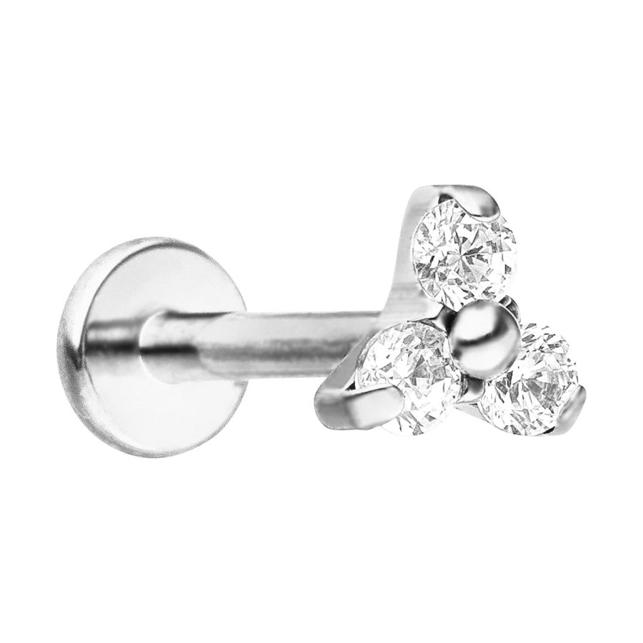 Titan Piercings Silber dreifach Zirkonia Steine antiallergisch