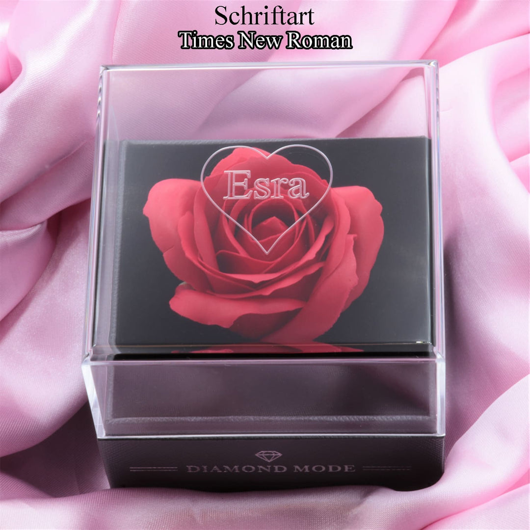 Rosen Geschenkbox Gravur Rose Schmuckbox