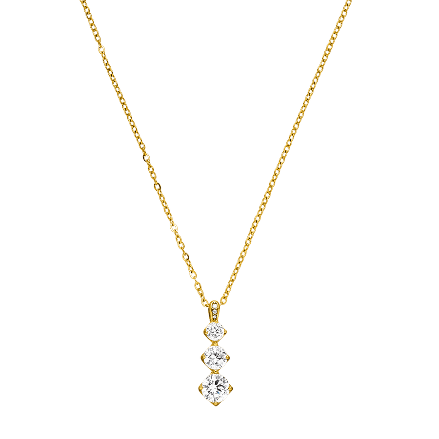 Halskette mit Zirkonia Anhänger Damen gold 18K vergoldet