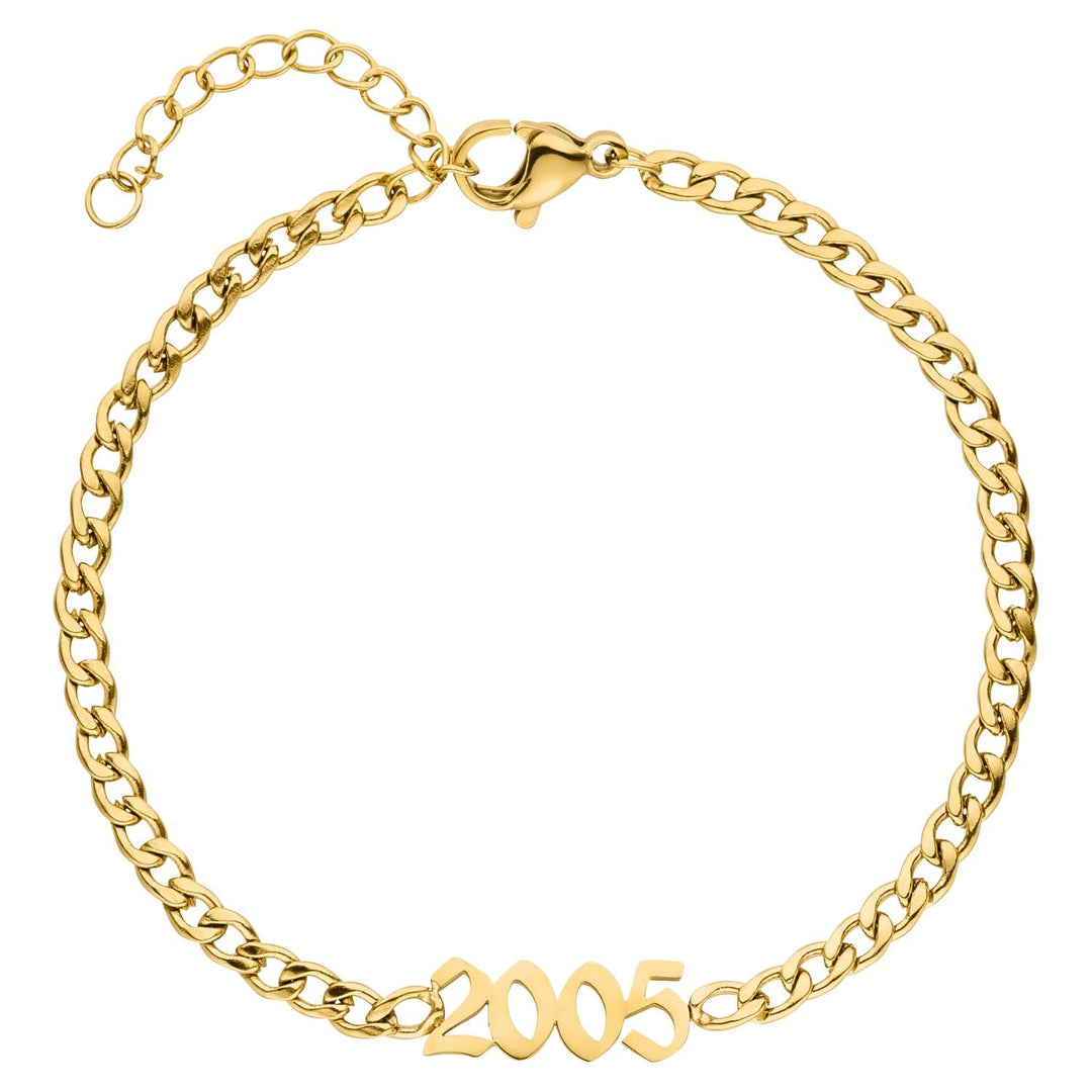Jahreszahl Armband in Gold aus Edelstahl 18K vergoldet